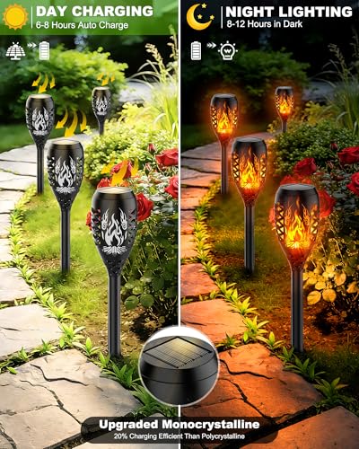 Giliwosy Solarleuchten für Außen Gartendeko, 6 Stück Lagerfeuer‌-Design – Ansicht 3