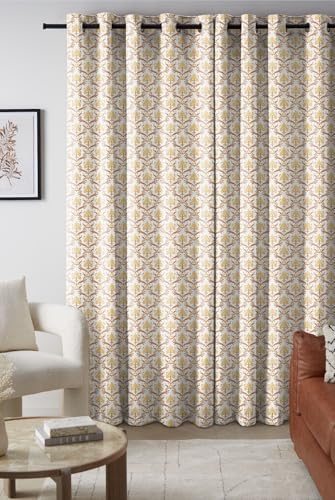 Image of Casableu Anthem Zodiac Cotton Look Door Curtains Pack of 2-7 Feet Long, Printed Design, Room Darkening Curtains with Tiebacks, Eyelet Style for Bedroom & Living Room Decor (Apache Tree 7 feet)