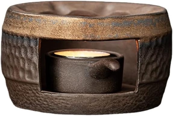 kkekos Clay Ceramic Teapot Warmer with Candle Holder Stand Japanese Vintage Tea Heater Tea Stove Warmer Wax Melt Warmer (TYPE2)