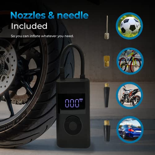 Autosky Tire Inflator Portable Air Compressor With Auto Shutoff And Pressure Gauge Up To 150 Psi - Portable Air Compressor, Air Pump For Car Tires, Power Bank And Emergency Flashlight #TOP3