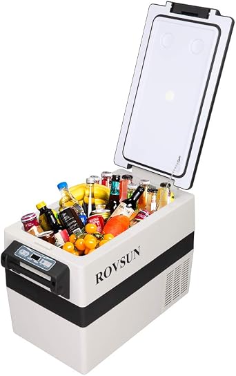 ROVSUN 12 Volt Portable Car Refrigerator, 44 Quart Small Car Fridge, Compressor Freezer for RV/Truck/Camping/Travel/Home/Boat, 12/24V DC 110V AC, Anti-Shock & Battery Protective