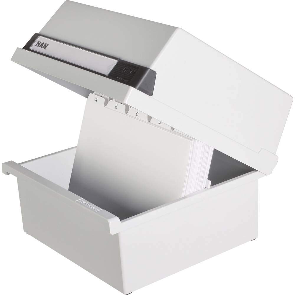 Han 965-11 - Cajón para tarjetas (capacidad para 800 tarjetas, tamaño A5 horizontal, 235 x 190 x 250 mm), color gris