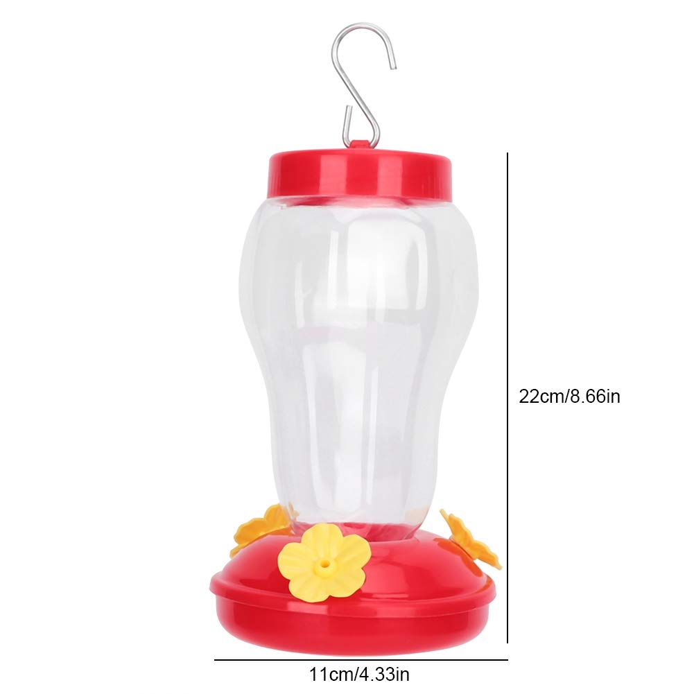 Alimentador de Colibrí Colgante, Bebedero para Pájaros al Aire Libre, Plástico, Forma de Flor, Rojo