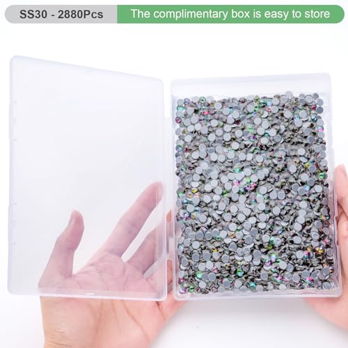 Image of Hotfix Rhinestones Bulk, 2880PCS Green Volcano Hot Fix Rhinestones for Clothes DIY Decoration Crafts, Green Volcano, SS30, 6.3-6.5mm
