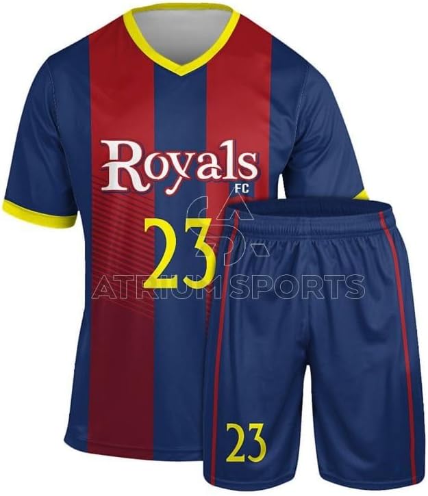 Boys Soccer Uniform, Jersey and Shorts Set, Size 23, Red and Blue