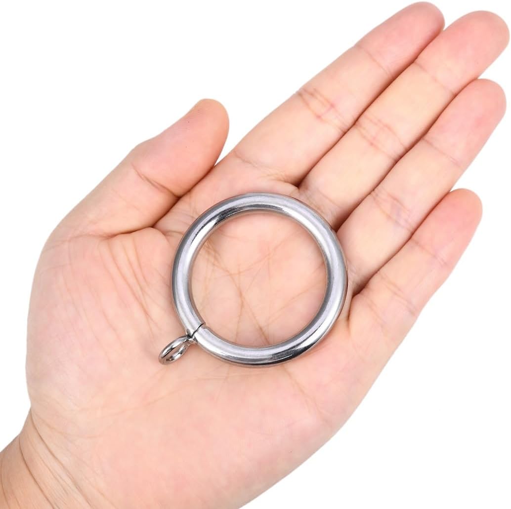 Curtain Ring Metal 42-Pcs 1.5 Inch Inner Diameter with Eyelets Fit Up to 1 1/4-Inch Rod Large Wire Diameter (Satin Nickel-42Pcs)