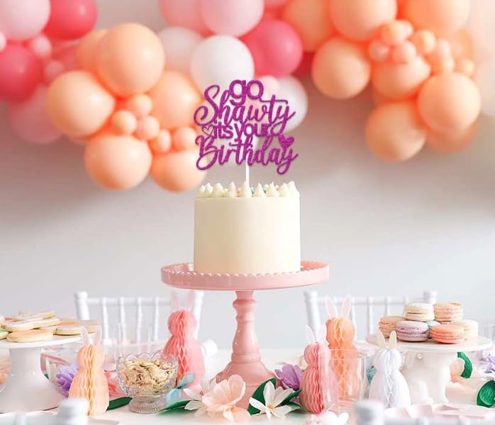 Go Shorty It's Your Birthday Cake Topper – Lustiger Geburtstagskuchen-Aufsatz, Schwarz Glitzernd, 18x12 Cm