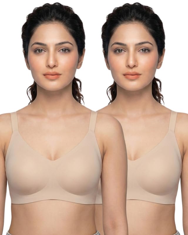 invisi-fit Cotton Padded Bonded Bra | Full Coverage | Breathable Cotton | Wire-Free | No Elastic at Bottom Band and Side Wings | Pack of 2|-picture-36