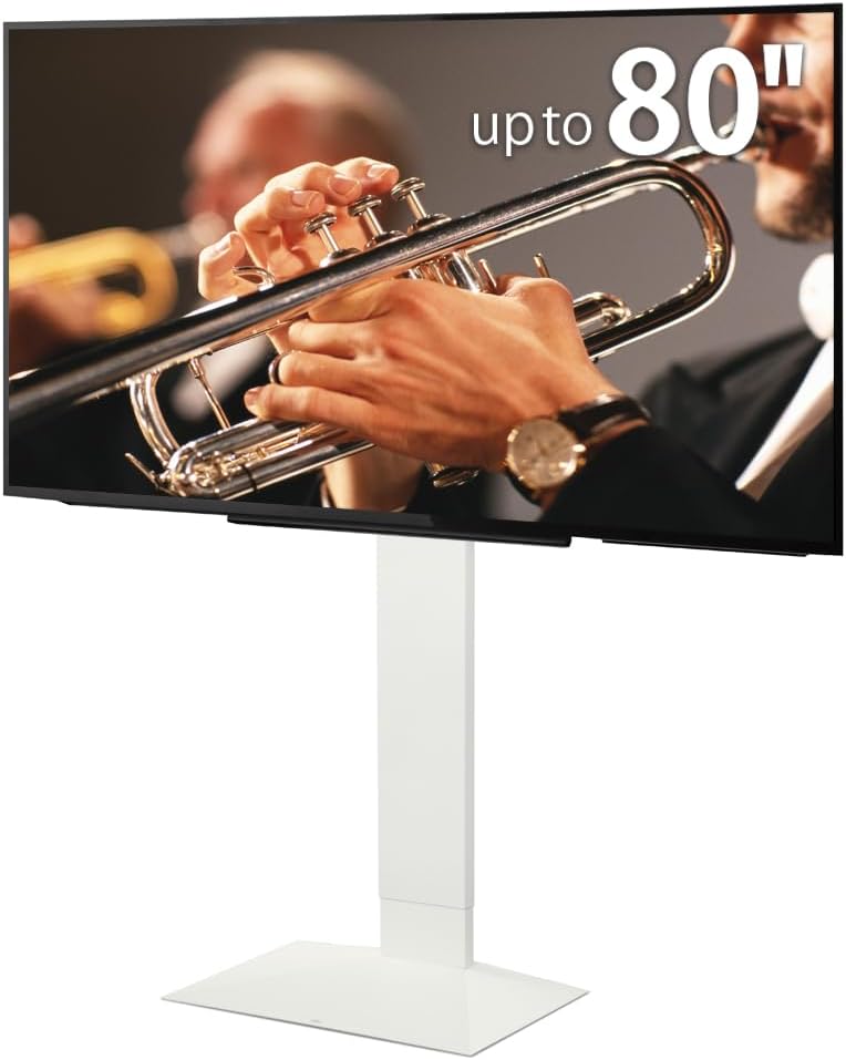 WALL V3 High Type, Sleek Ultra-Thin Free-Standing TV Stand for 32–80" TVs, Satin White, Space-Saving Design, for Living Room and Bedroom, Adjustable Mount, No Drill Setup, Japan-Engineered