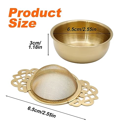 Aynaxcol 304 Stainless Steel Tea Drain Strainer Tea Filter Mesh Tea Drip Bowls Teapot Strainer With Petal Handles Tea Divider, Pack Of 4