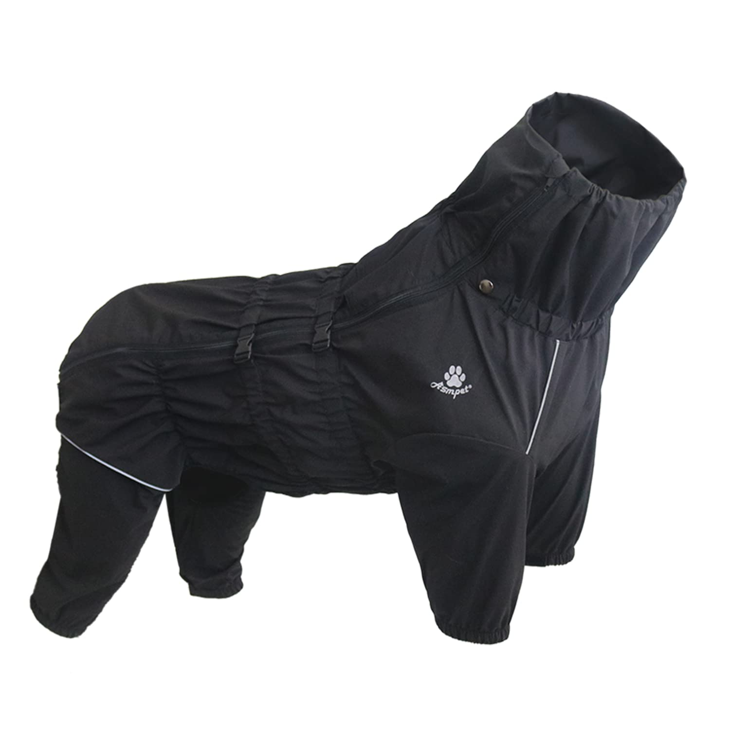 Photo 1 of Dog Four-Legged Jacket Raincoat for Small Medium Large Dogs, Waterproof Windproof and Breathable, Elastic Fabric, Double Waterproofing, Leash & Harness Hole, No Sticky Hair (20'', Black) 20'' black(XL)