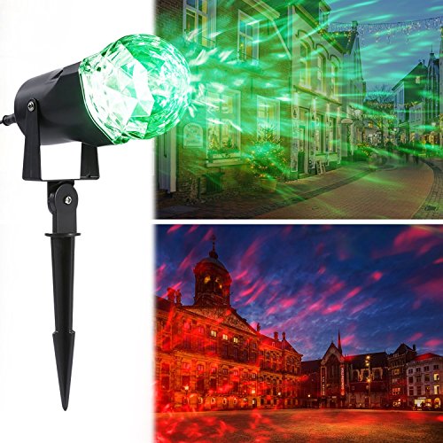 Luce proiettore LED, OCDAY impermeabile Livella IP44 Luci di fiamma girevole per decorazione di Natale al aire libre per giardino/albero/Stagno/Piscina, Rosso e Verde)