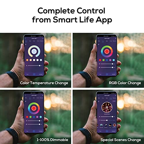 Zyan Smart String Lights Outdoor, 48Ft Rgb Wifi Patio Lights String Color Changing Work With Alexa, App & Remote Controll, 16 Shatterproof Multi-Color Led Bulbs Dimmable Waterproof For Party Backyard #TOP4