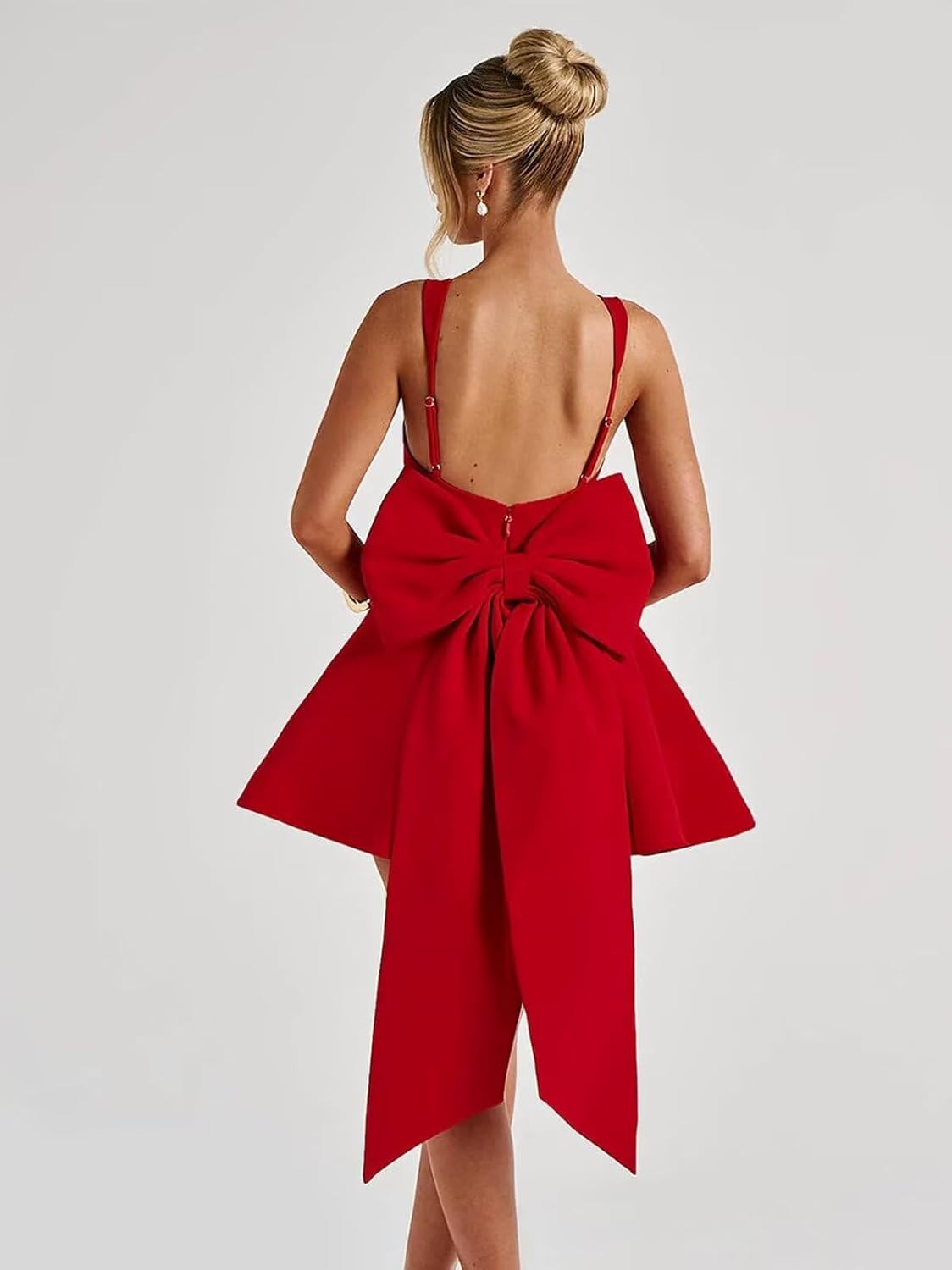 Short Satin Homecoming Dresses with Bow A Line Corset Open Back Mini Cocktail Party Gown