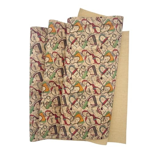 Image of SorenCut Cork Fabric Roll 12 x 52 Inch - Small Bags Print Cork Leather Fabric for Earrings, Bow Making, Bags, Wallets & DIY Sewing Projects - Vegan Leather Alternative Craft Sheet