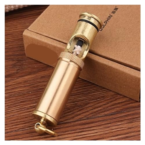 Portachiavi accendifuoco con fiammifero, accendino a cherosene vintage antivento e bottiglia di carburante in ottone ramato, accendino da trench fatto a mano, regalo per uomini papà padre marito nonni