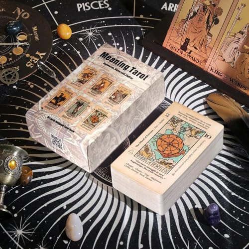 Tarot Cards Deck With Meaning On Them – Classic 78Pcs Tarot Card Game Set For Beginners & Professionals,Oracle Cards For Spiritual And Shadow Work,Divination And Guidance