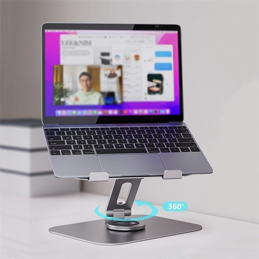 Supporto per laptop, Supporto for laptop pieghevole in lega di alluminio, staffa di rotazione a 360°,Accessori per scrivania da ufficio