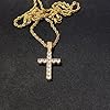 KONFEN Cross Necklace for Men Women, Stainless Steel Cross Pendant Chain 60cm with Cubic Zirconia, Mens Big Crucifix Necklaces Hip Hop Punk Birthday Jewelry Gift for Man Women for Boys Girls (Gold) #1