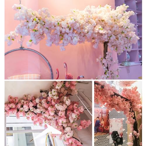 ESRADA Artificial Cherry Blossom Trees Large Plant Tree Arch Pink Fake Sakura Flower Indoor Outdoor Home Office Party 1.5mx1.2m