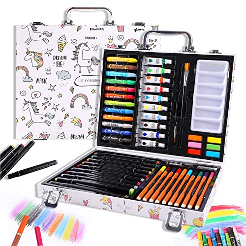 Beauenty Deluxe Art Set 53PC, Kids Art Supplies for Drawing, Painting, Portable Aluminum Case Art Kit for Kids, Teens, Adults Great Gift for Beginner and Serious Artists (53pc)