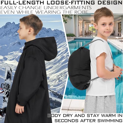 Image of Swim Parka Kids Windproof Sherpa-Lined Unisex Parka Quick-dry Robe Coat for Kids Youth,Oversize Swimming Warm Jacket
