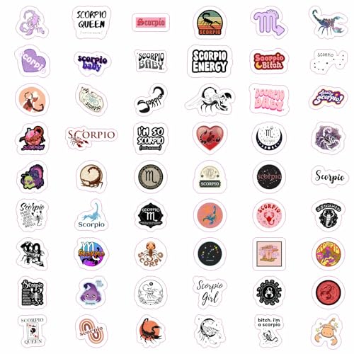 Image of 100Pcs Laptop Stickers Scorpio (Zodiac) for Water Bottle and Laptop - Scorpio Party Favors & Decorations, Waterproof Vinyl Astrology Decals, Gifts for Women & Men