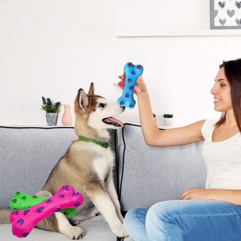 BohoBark Dog Bone Toy, Durable Indestructible Dog Chew Toy Anxiety Reduction Interesting Teeth Grinding Cleaning Tear Resistant Rubber for Pet Supplies for Dog (L) Pack of 1 4