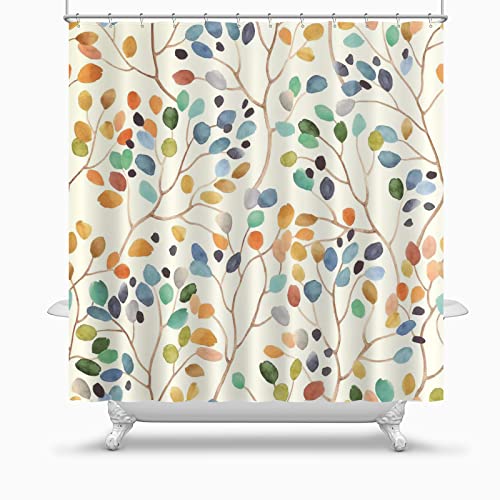 Amaredom Floral Shower Curtain For Bathroom, Colorful Leaves Curtain Bathroom Decoration, Shower Curtain Set With Curtain Hooks #TOP7