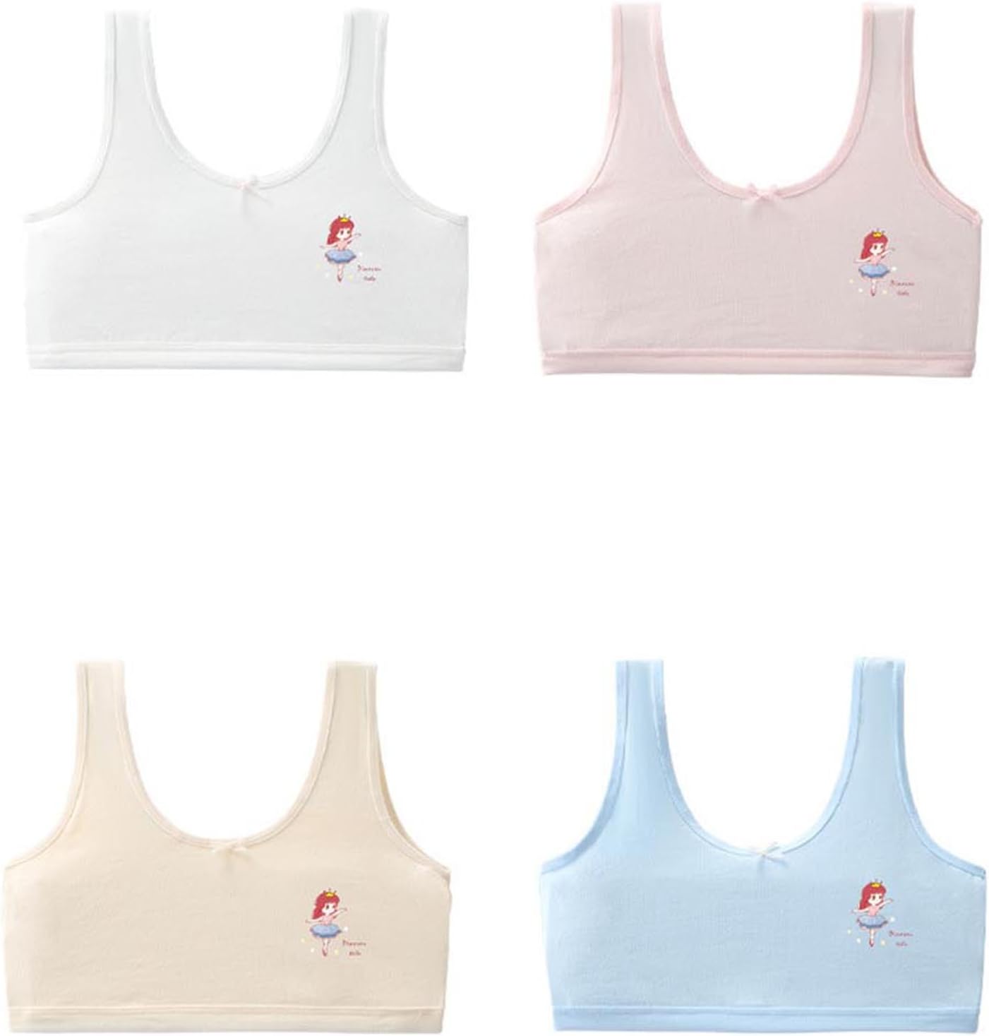 Vxuxlje Training Bras for Girls Exercise Teen Undergarment Breathable Comfortable Printed Underlayer Underwear