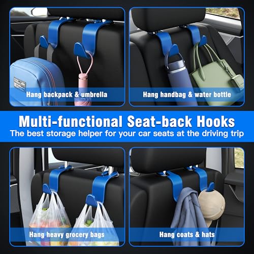 Image of 4-Pack Car Headrest Hooks Holds 55lbs Seat Storage Organizer for Bags