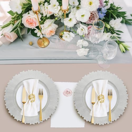50 Platos Cargadores Plateados Reutilizables 13 Pulgadas miniatura 5