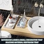 BBK Bathroom Vanity Tray - 2 Pack (7.8" and 11.8") Silicone Bathroom Trays for Counter, Perfume Key Trinket Ring Tray, Decor Soap Dispenser Countertop Tray for Kitchen Sink Organization (Marble Gray) - Image 2