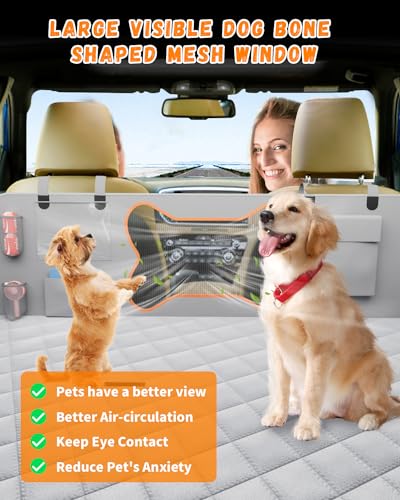 QINGTI Dog Seat Cover for Car Back Seat, SUVs - Zipper Design Seat Protector for Dogs w/Mesh Window & Waterproof – Dog Hammock - Resistant & Scratch-Proof (Dark Gray, for Cars/SUV/Small Truck) — view 3