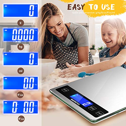 Back Ktcl 'Cooking Master' Digital Food Kitchen Scale, 22Lb Weight Multifunction Scale Measures In Grams And Ounces For Cooking Baking, 1G/0.1Oz Precise Graduation, Stainless Steel And Tempered Glass #TOP2