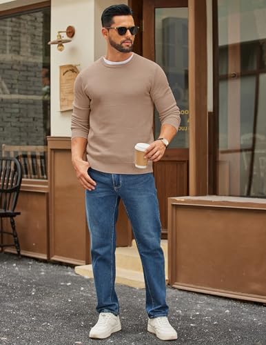 COOFANDY Mens Crewneck Sweater Slim Fit Lightweight Knit Pullover Casual Dress Crew Neck Pullover Sweaters3