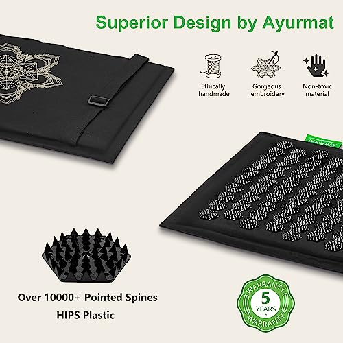 Ayurmat AYURMAT-DE Acupressure Mat And Pillow Set,Natural Eco-Friendly Linen & Coconut Fiber,Acupressure Mat Fsa/Hsa Eligible,Relieves Stress & Tension,With Carrying Bag,Full Body Pro Set thumb #4