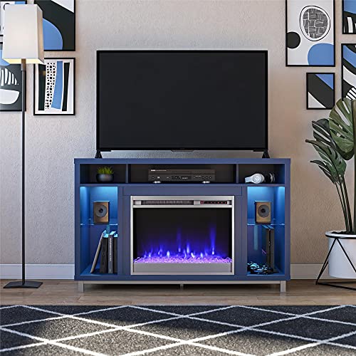 Ameriwood Home Lumina Fireplace Stand For Tvs, Up To 48", Navy #TOP1