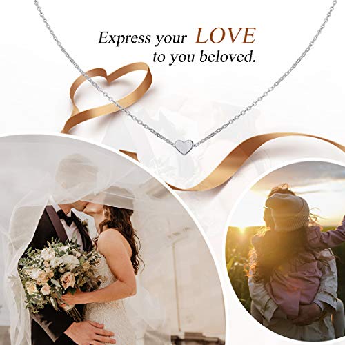 925 Sterling Silver Tiny Heart Pendant Necklace Endlessness Love Dainty Necklace, 16" #TOP5