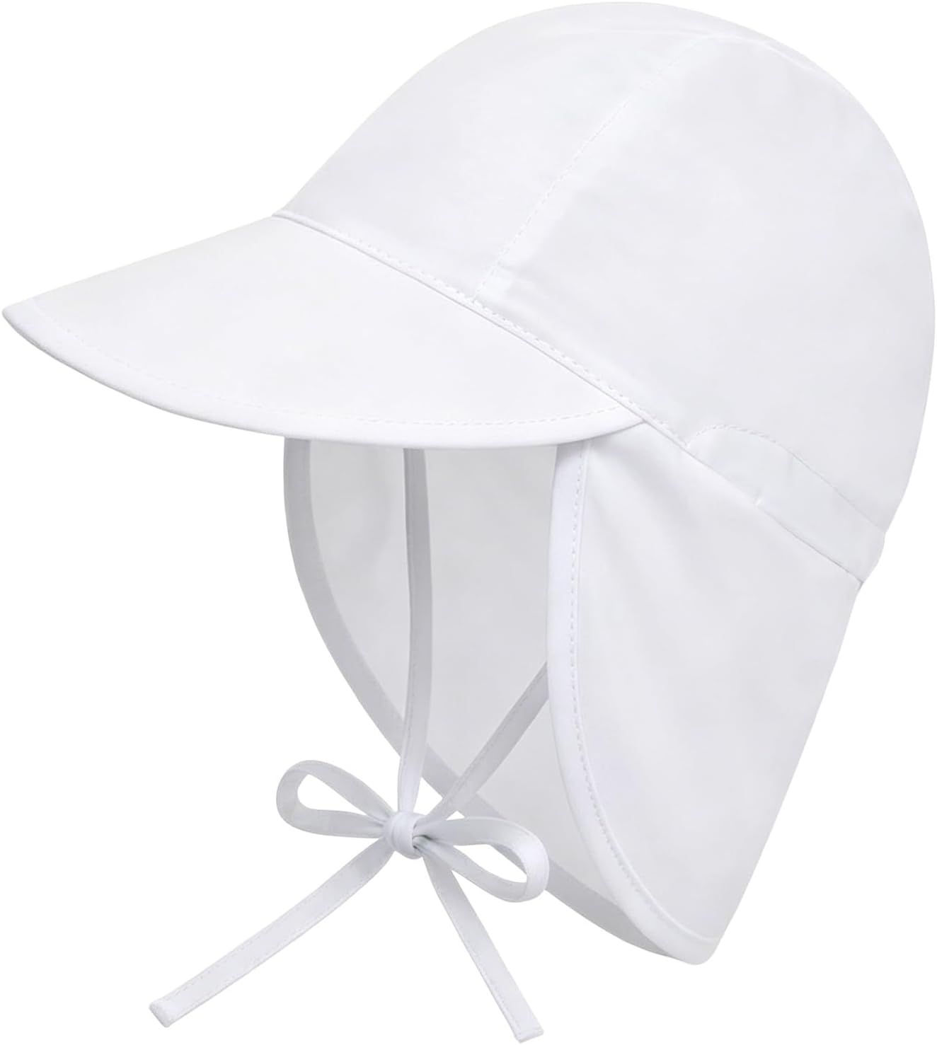 Baby Sun Hat UPF 50+ Toddler Beach Hat with Neck Flap Adjustable Chin Straps for Boys Girls Sun Protection Summer Swim White