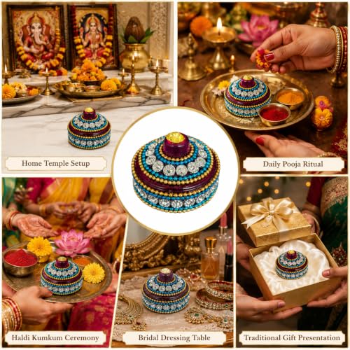 Image of Salvus APP SOLUTIONS Decorative Multicolor Plastic Round Kumkum /Sindoor Box (4 cm)