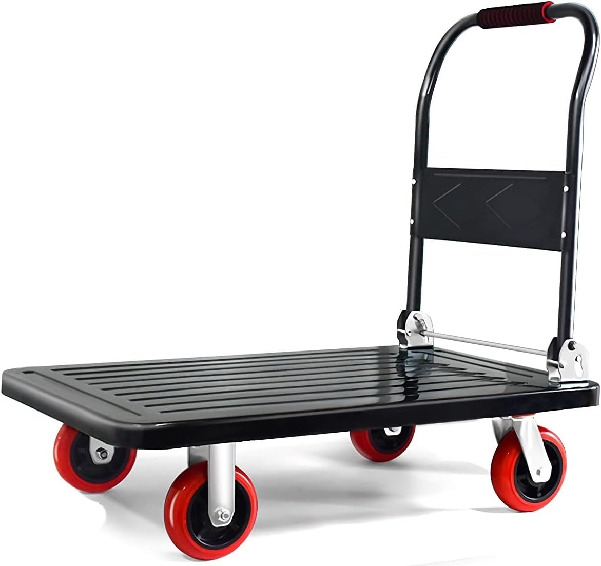 Carro de plataforma plegable con ruedas silenciosas y asa de metal móvil
