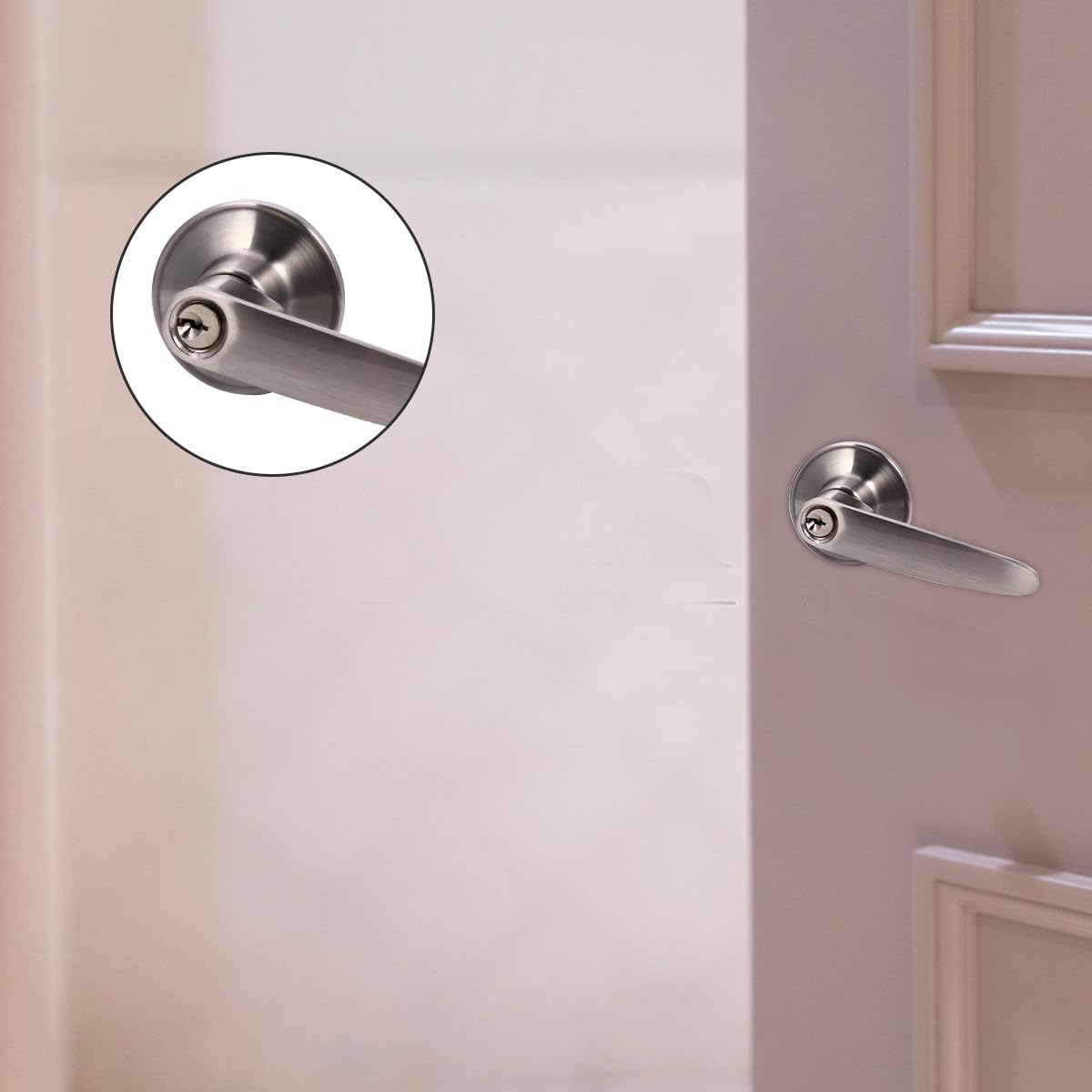 Serrure de Porte Intérieure Sécurité Pratique en Alliage de Zinc Argenté et Poignée Lisse Résistance à la Rouille pour Salle à Manger et Salon