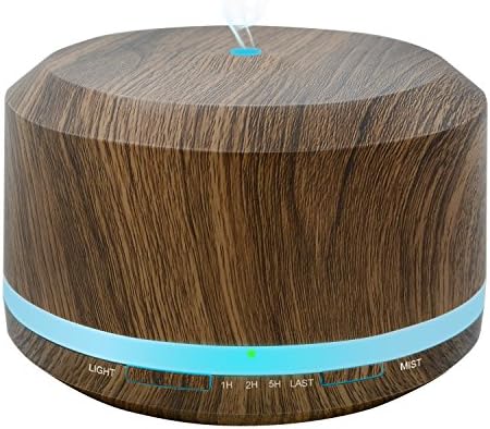 450ml Diffusers for Essential Oils, Wood Grain Aromatherapy Cool Mist Air Humidifier Diffuser with 8 Color LED Lights for Home Bedroom Office by Doukedge