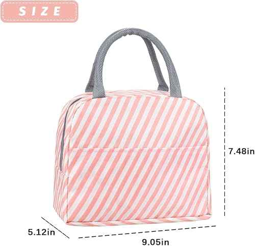 Miniatura 2 de Lonchera aislada para mujer, lonchera pequeña para mujer, bolsa de mano congelable, lonchera impermeable para adultos, para oficina, picnic, playa,