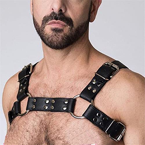Image of Goobester Leather Chest Harness Men Adjustable Body Bondage Harness Belts