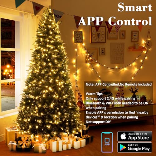 Image of Brizled Smart Christmas Lights, 66FT 200 LED Color Changing Christmas String Lights App & Voice Control, Dimmable Warm White & Multicolor Xmas Tree Lights Music Sync for Indoor Outdoor Wedding Party