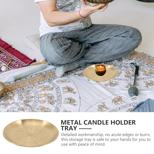 Wizard Shaman Candlestick Ritual Candle Plate Circle Tray Metal Candle Tray Decorative Tray Metal Tray Round Candle Holder Candle Stand Ritual Candle Tray Table Candle Trays