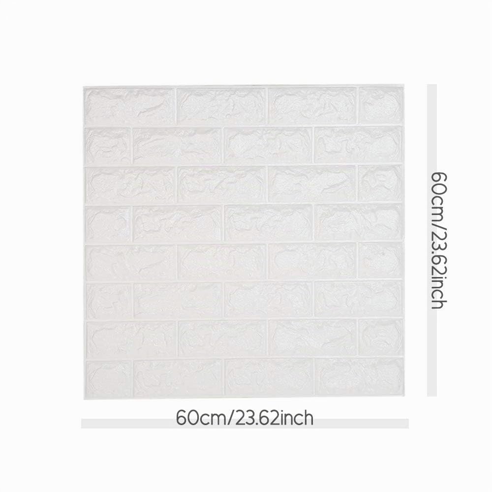NHSUNRAY 3D Ladrillo Pegatina Pared Autoadhesivo Panel Pared Impermeable, 3D DIY Wall Stickers Moderno Decoración para Cuarto de Baño, Sala de Estar y Cocina, 60x60cm (20 Piezas)
