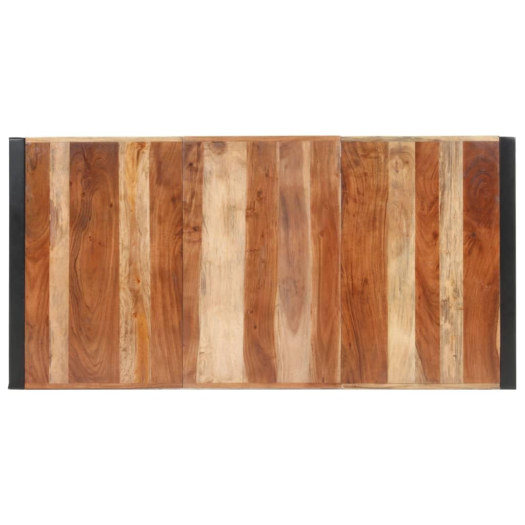 Stół do jadalni 160 x 80 x 75 cm, lite drewno ze stalowymi nogami, wysuwany, solidne wzornictwo do jadalni, kuchni, salonu, meble dla rodziny, posiłków, stabilna rama, ręcznie robiona